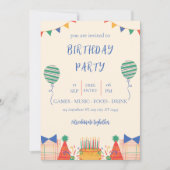 invitation de fête d'anniversaire illustrative col (Devant)