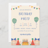 invitation de fête d'anniversaire illustrative col (Devant / Derrière)