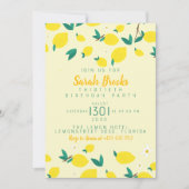 Invitation de fête d'anniversaire jaune citron (Devant)