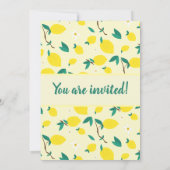 Invitation de fête d'anniversaire jaune citron (Dos)