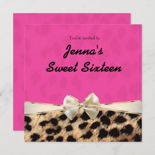 Invitation de fête d'anniversaire Leopard Cheetah (Devant / Derrière)