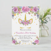 Invitation de fête d'anniversaire, licorne, blanc, (Debout devant)