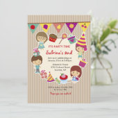 Invitation de fête d'anniversaire Little Tots (Debout devant)