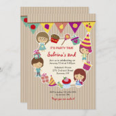 Invitation de fête d'anniversaire Little Tots (Devant / Derrière)
