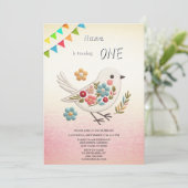 Invitation de fête d'anniversaire Little White Bir (Debout devant)