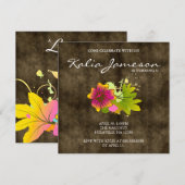 Invitation de fête d'anniversaire Luau en daim de  (Devant / Derrière)