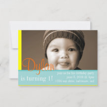 Invitation de fête d'anniversaire Ma photo Bleu Ja