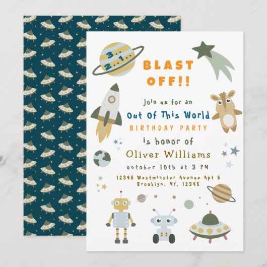 Invitation de fête d'anniversaire Magique et Perso (Devant / Derrière)