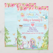 Invitation de fête d'anniversaire magique Unicorn  (Devant / Derrière)