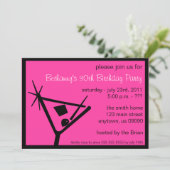 Invitation de fête d'anniversaire Martini Glass (r (Debout devant)