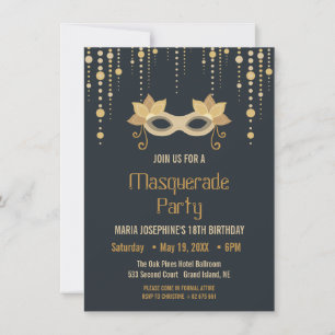 Invitation de fête d'anniversaire Masquerade moder