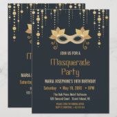 Invitation de fête d'anniversaire Masquerade moder (Devant / Derrière)
