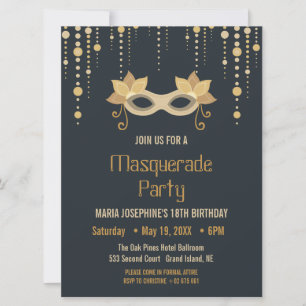 Invitation de fête d'anniversaire Masquerade moder