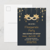 Invitation de fête d'anniversaire Masquerade moder (Devant / Derrière)