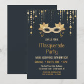 Invitation de fête d'anniversaire Masquerade moder (Devant / Derrière)
