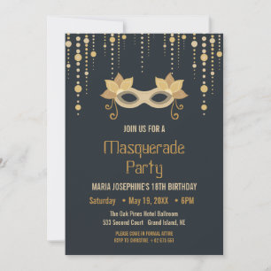 Invitation de fête d'anniversaire Masquerade moder
