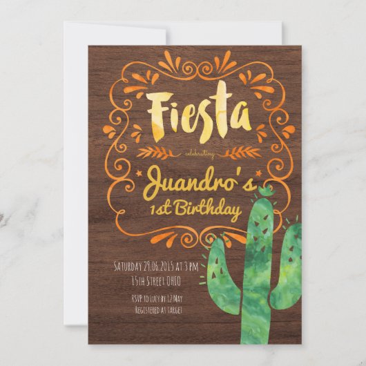 Invitation de fête d'anniversaire mexicaine (Devant)