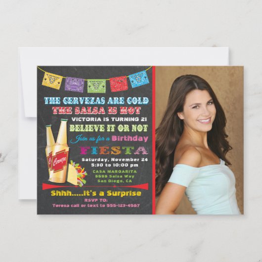 Invitation de fête d'anniversaire mexicaine (Devant)