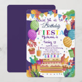 Invitation de fête d'anniversaire mexicaine (Devant / Derrière)