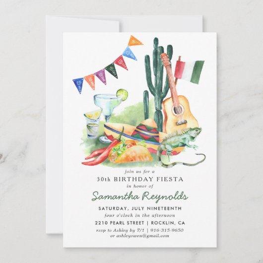 Invitation de fête d'anniversaire mexicaine (Devant)