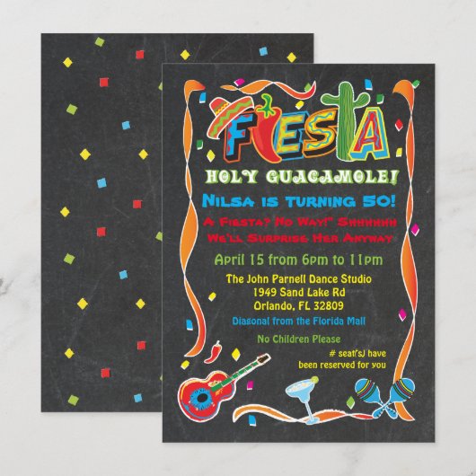 Invitation de fête d'anniversaire mexicaine (Devant / Derrière)