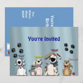 Invitation de fête d'anniversaire mignonne/ Chats  (Devant / Derrière)
