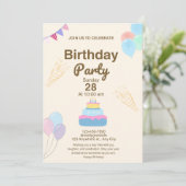 Invitation de fête d'anniversaire minimaliste modè (Debout devant)