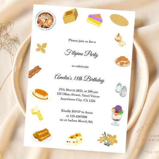 Invitation de fête d'anniversaire minimaliste mode