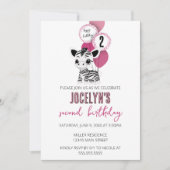 Invitation de fête d'anniversaire minimaliste Zebr (Devant)