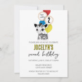 Invitation de fête d'anniversaire minimaliste Zebr (Devant)