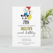 Invitation de fête d'anniversaire minimaliste Zebr (Debout devant)