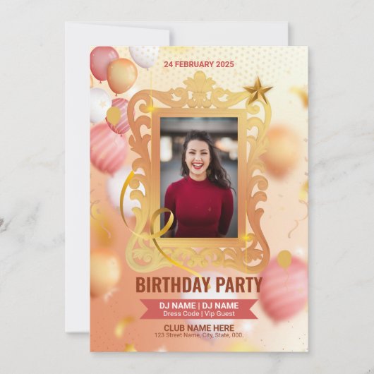Invitation de fête d'anniversaire Modèle (Devant)