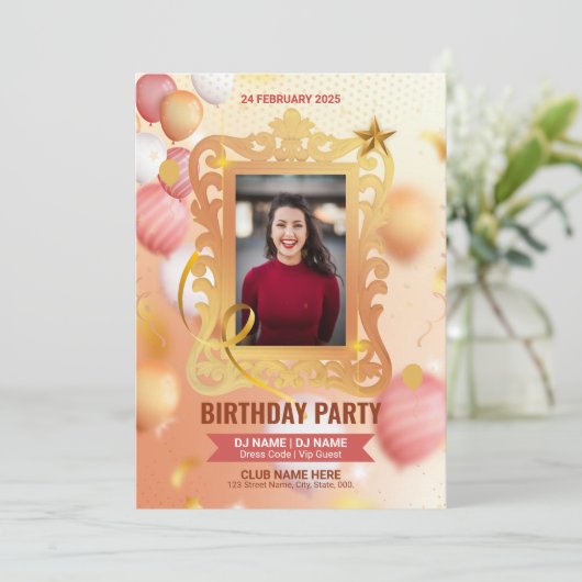 Invitation de fête d'anniversaire Modèle (Debout devant)