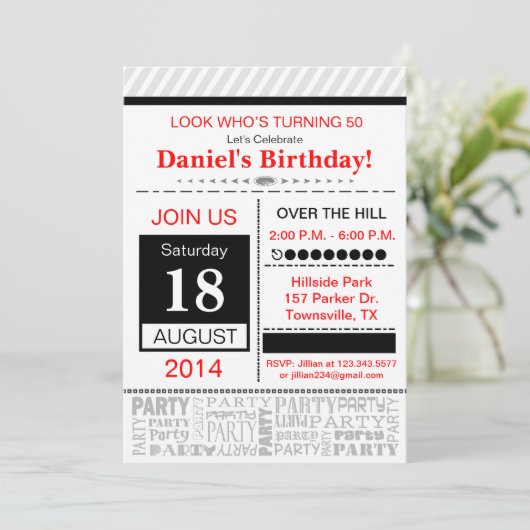 Invitation de fête d'anniversaire moderne (Debout devant)