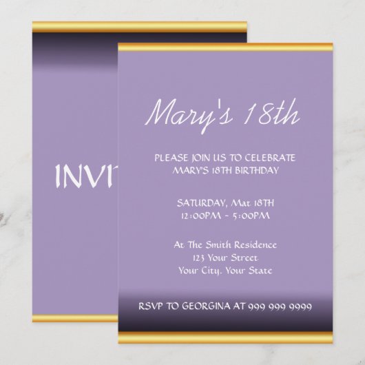 Invitation de fête d'anniversaire moderne (Devant / Derrière)