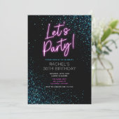 Invitation de fête d'anniversaire moderne bleu et  (Debout devant)