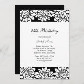 Invitation de fête d'anniversaire moderne et flora (Devant / Derrière)