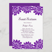 Invitation de fête d'anniversaire moderne et flora (Devant / Derrière)