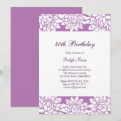 Invitation de fête d'anniversaire moderne et flora (Devant / Derrière)