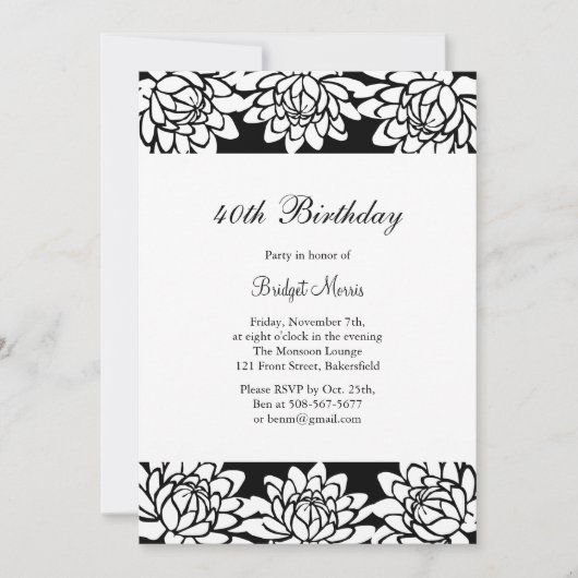 Invitation de fête d'anniversaire moderne et flora (Devant)