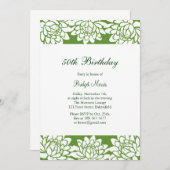 Invitation de fête d'anniversaire moderne et flora (Devant / Derrière)