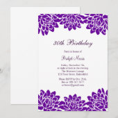 Invitation de fête d'anniversaire moderne et flora (Devant / Derrière)