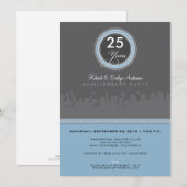 Invitation de fête d'anniversaire moderne (gris/bl (Devant / Derrière)
