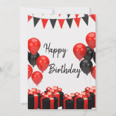 Invitation de fête d'anniversaire moderne rouge et (Dos)