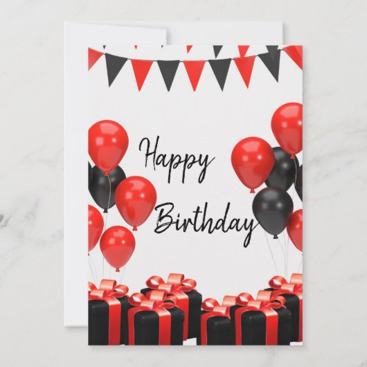 Invitation de fête d'anniversaire moderne rouge et (Dos)