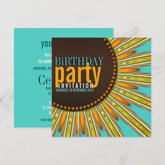 Invitation de fête d'anniversaire moderne Sunflowe (Devant / Derrière)