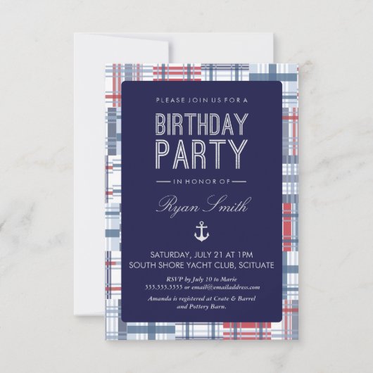 Invitation de fête d'anniversaire - Nautique, été (Devant)