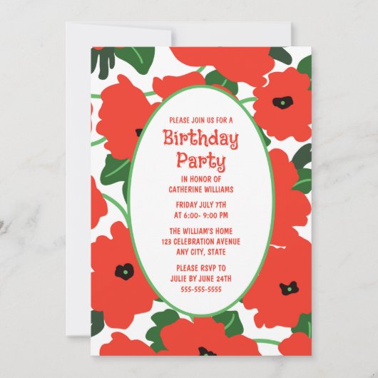 Invitation de fête d'anniversaire n'importe quel â (Devant)