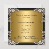 Invitation de fête d'anniversaire noir or (Dos)
