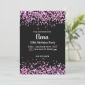 Invitation de fête d'anniversaire noire et rose (Debout devant)